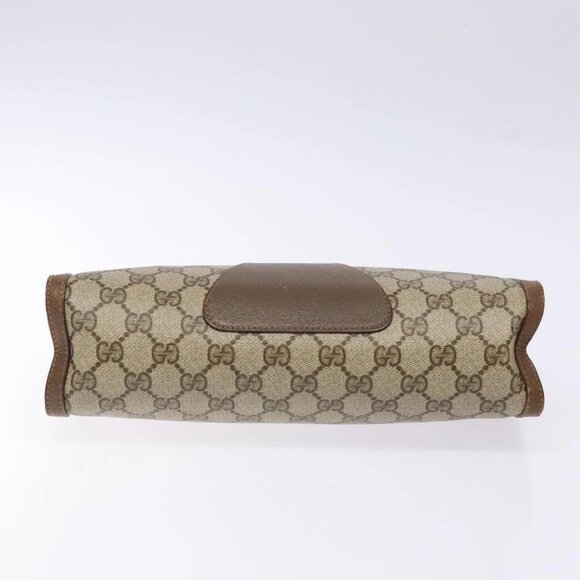 GUCCI GG Supreme Web Sherry Line Clutch Bag PVC Beige Gold 89 01 033 Auth 139749 - Picture 7 of 16